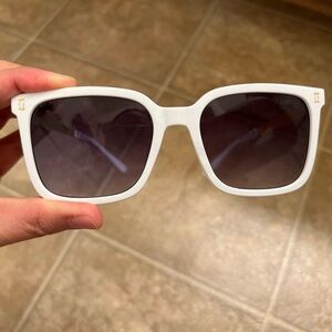 Cartier White Frame Sunglasses with Gradient Gray Lenses